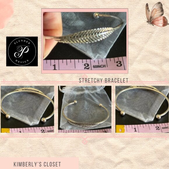 PLUNDER NIP cuff bracelet features a beautifully etched leaf design, silver-tone - Picture 2 of 5